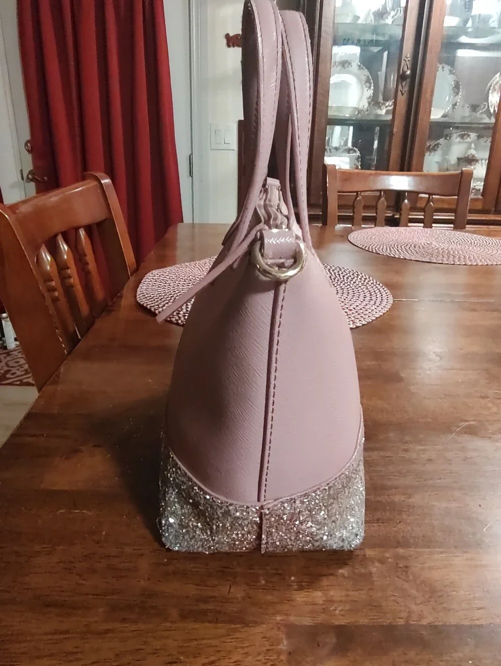 kate spade Mauve Mini Tote with Silver Glitter Base